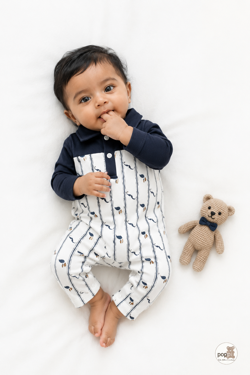 Baby Mustache Button Jumpsuit
