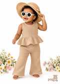 Baby Textured Top With Wide legged Pants Set Khaki