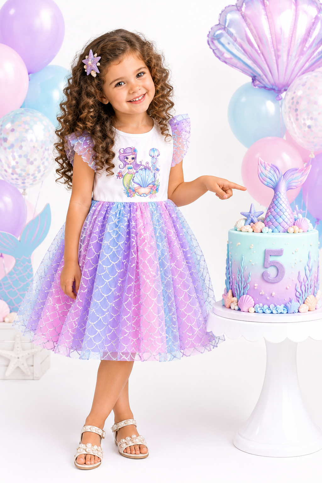 Toddler Girls Mermaid Character Print Dress
