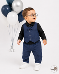 Baby 3 Piece Bow Tie Bodysuit Vest And Pants Set