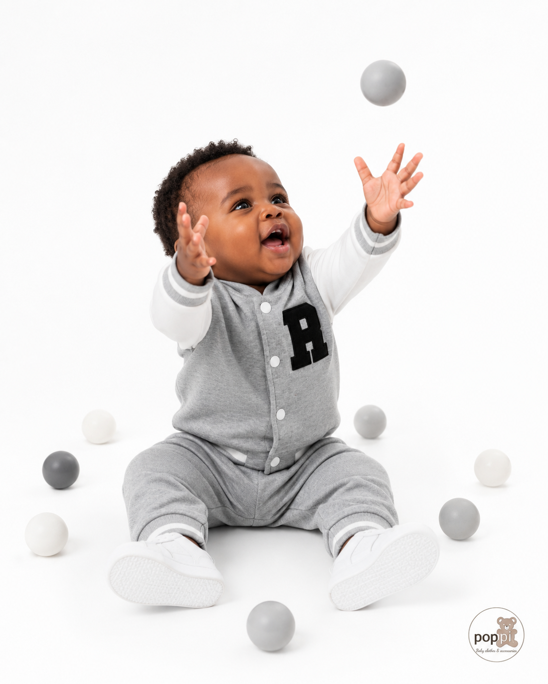 Baby Varsity Jacket And Pants Set Grey