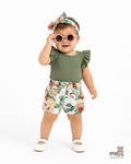 Baby Ribbed Bodysuit And Floral Shorts Set