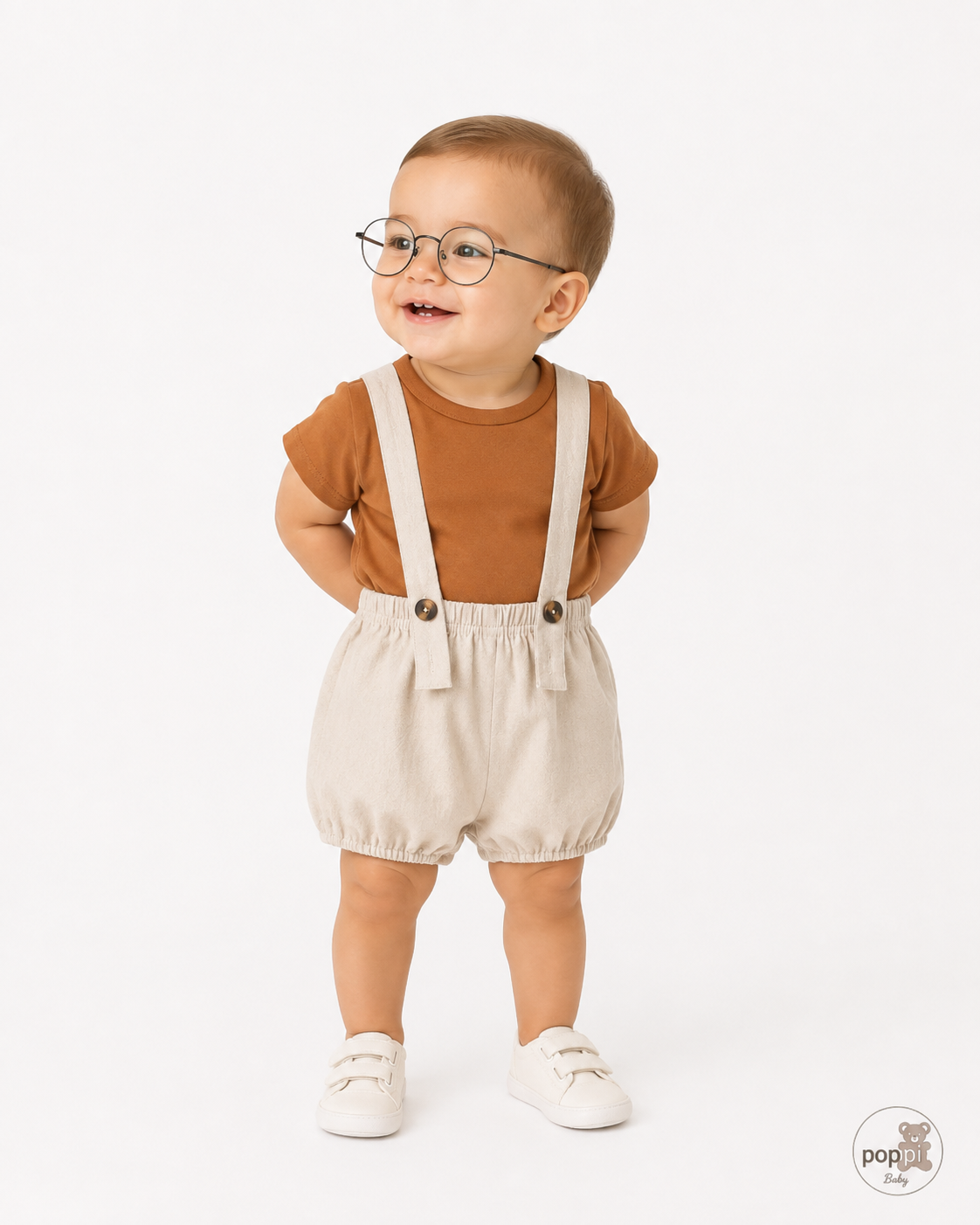 Baby Tee And Suspender Shorts Set