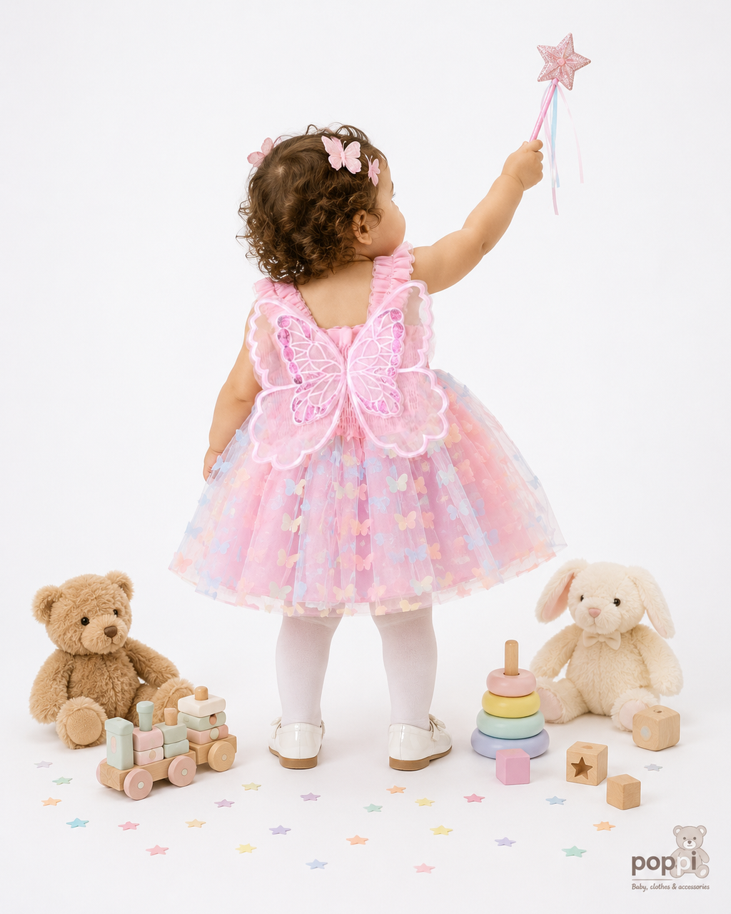 Baby Pink Butterfly Mesh Tulle Dress