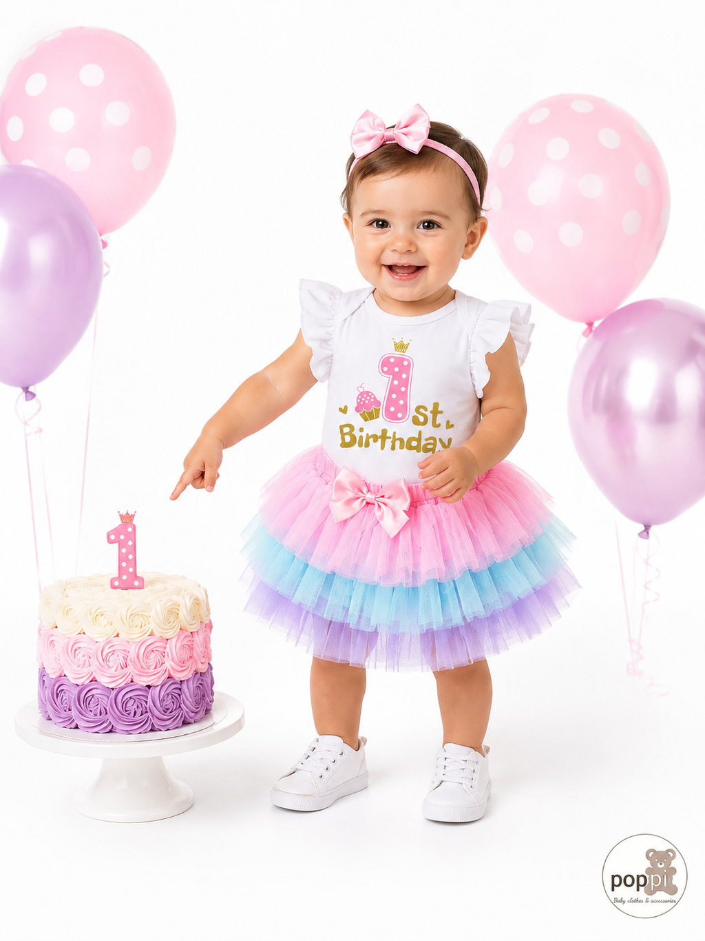 Baby One Year Old Polka Dot Bodysuit With Tutu Set