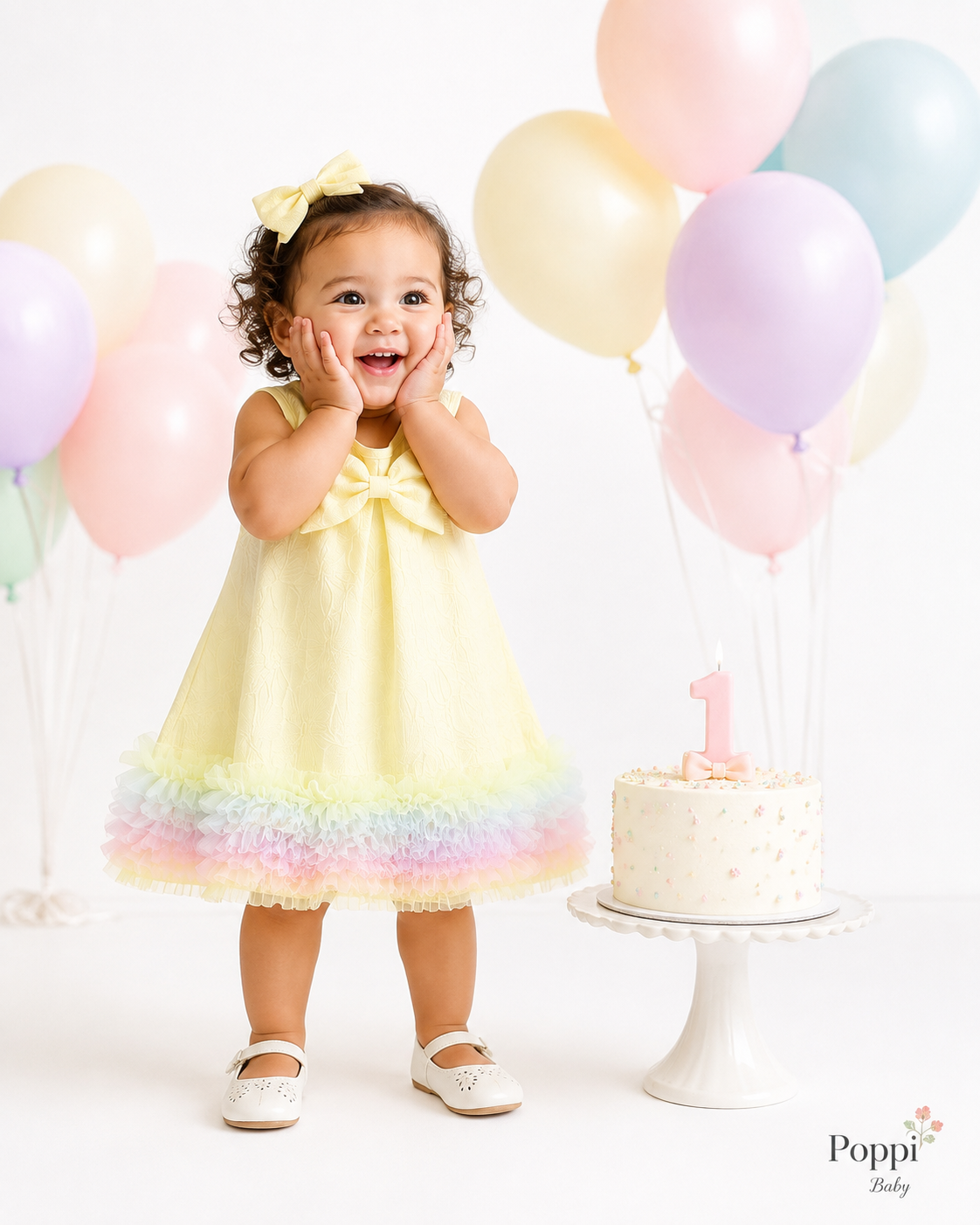 Baby Yellow Elegant Colour Tulle Bow Dress