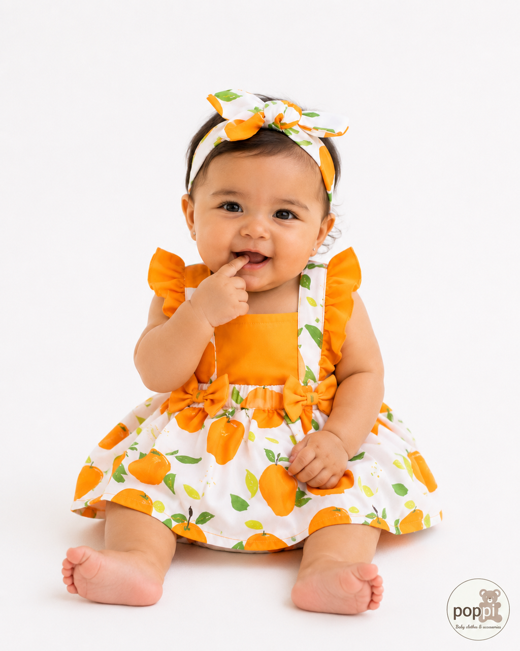 Baby Orange Fruit Pattern Bodysuit Dress