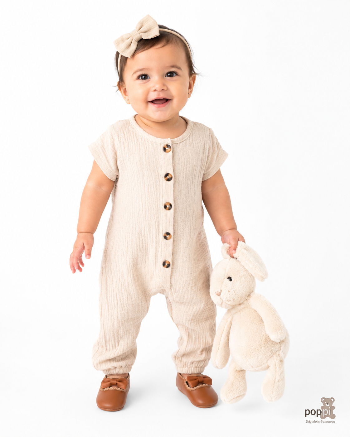 Baby Textured Button Jumpsuit