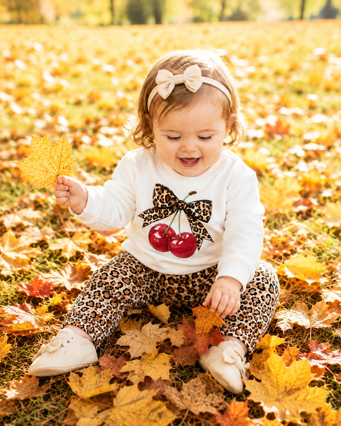 Baby 2 Piece Cherry Bow Sweatshirt And Pants Set