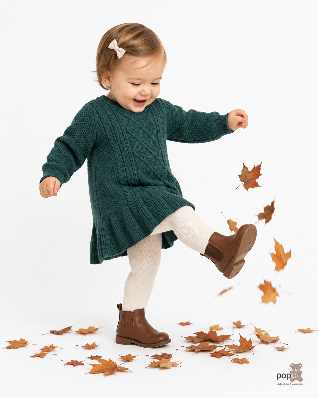 Baby Green Cable Knitted Dress