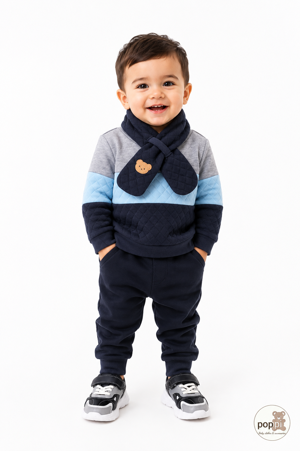 Baby Colour Block Pullover With Scarf