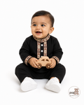 Baby Pattern Front Button Long Sleeve Shirt With Pants Set