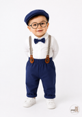 Baby 3 Piece Suspender Gentleman Outfit Blue
