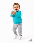 Baby Letter Pullover And Pants Set Aqua
