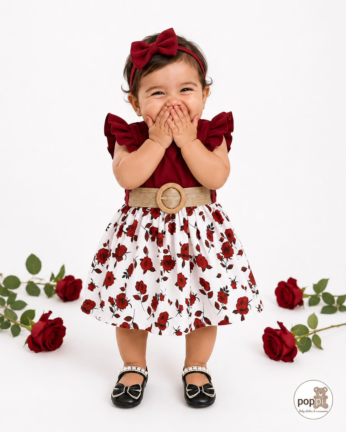 Baby Ruffle Floral Belted Dress