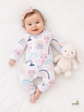Baby Pink Cartoon Character Jumpsuit