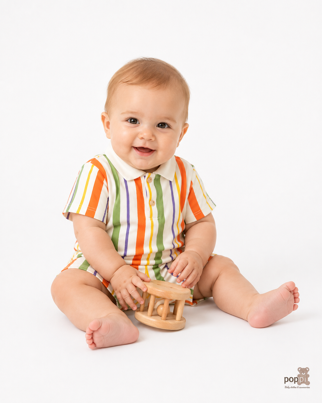 Baby Stripe Golf Tee And Pants Set