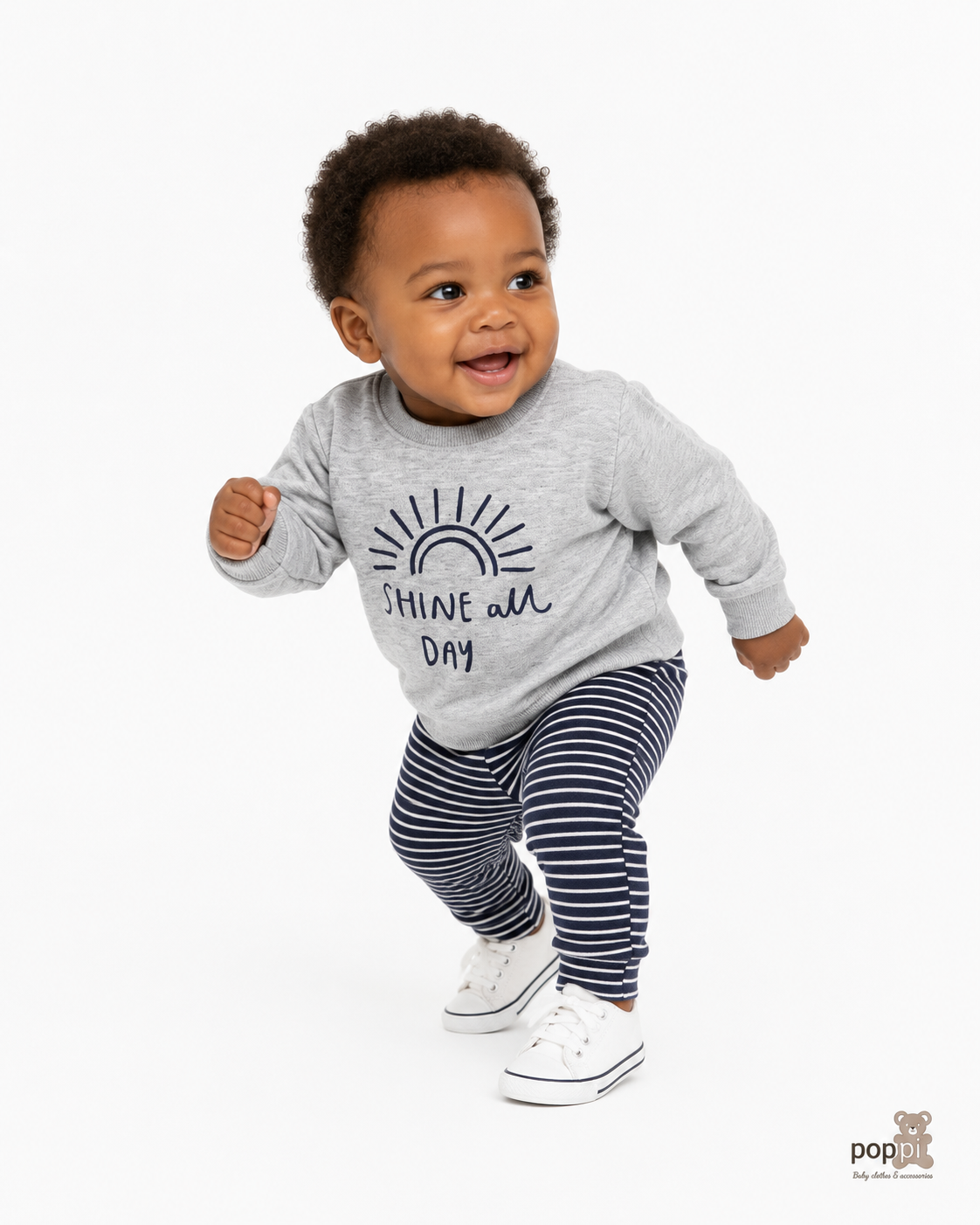 Baby Slogan Pullover And Pants Set