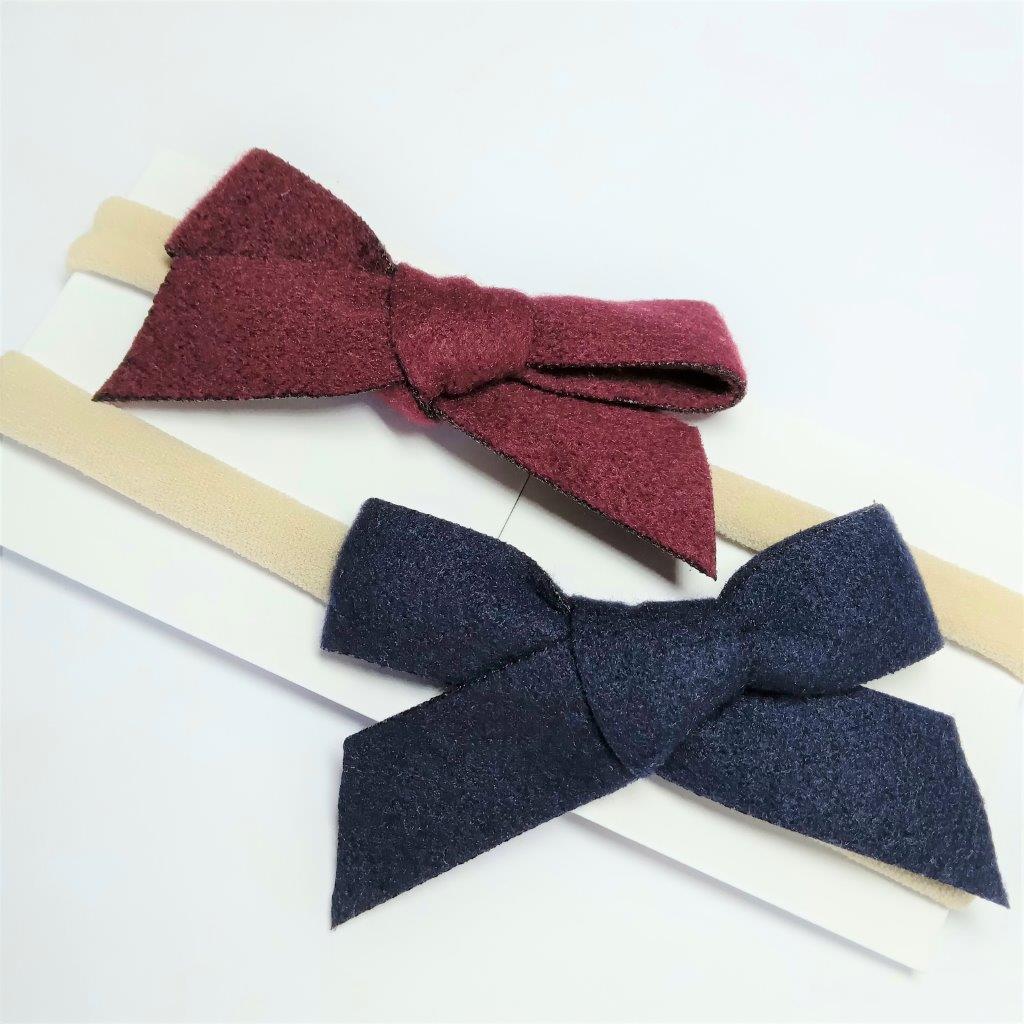 Baby 2 Piece Bow Headband Set Burgundy