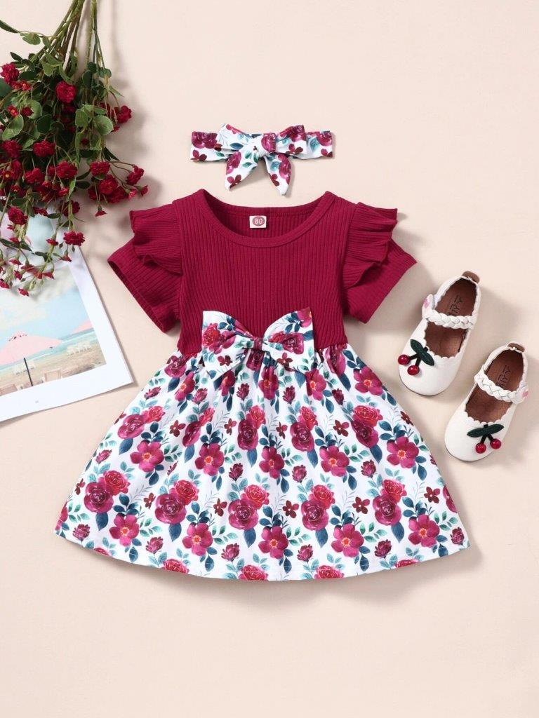 Poppi - Baby Floral Dress With Headband