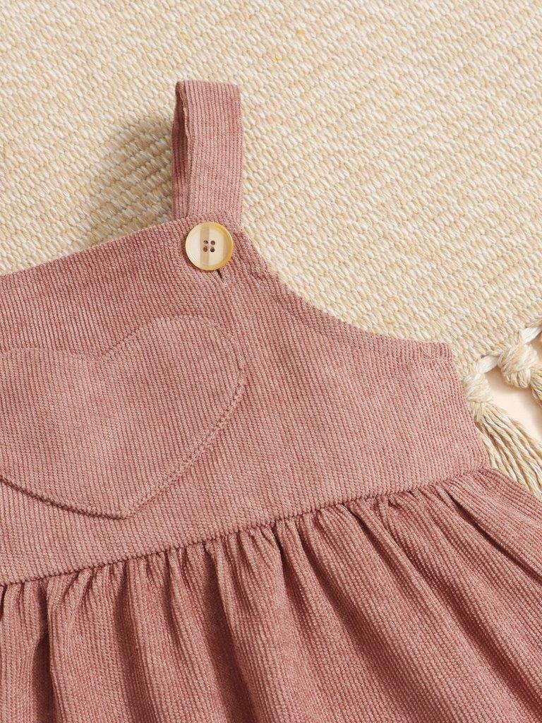 Poppi - Baby Pink Corduroy Heart Dress