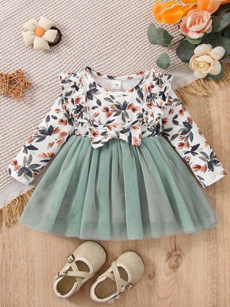 Poppi - Baby Green Floral Dress