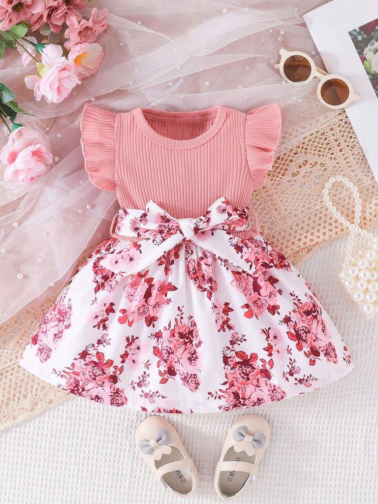 Baby pink floral sales dress