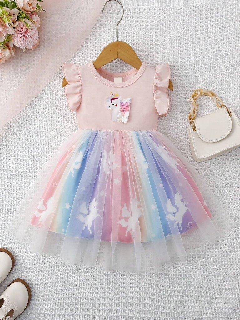 Poppi - Baby Unicorn Ruffle Dress