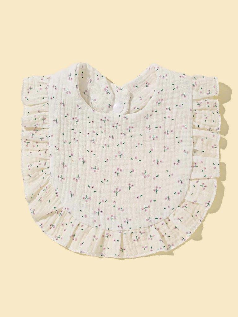 Poppi - Baby Flower Pattern Ruffle Bib