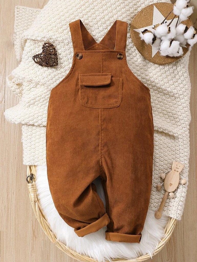 Poppi - Baby Unisex Flap Corduroy Dungaree