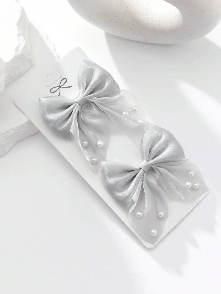 Poppi - 2 Piece Pearl Light Grey Hair Clips Set