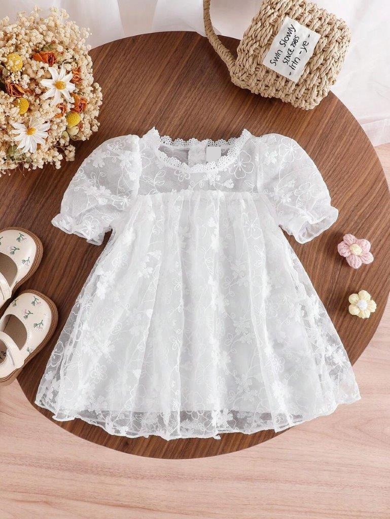 Lace embroider baby doll dress